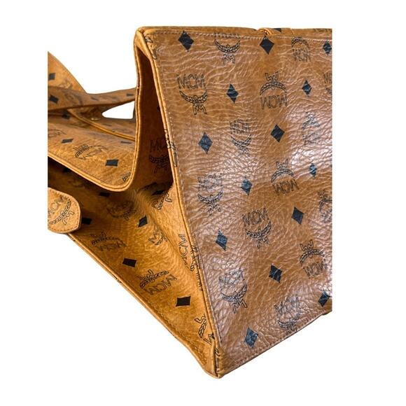 MCM Vintage Cognac Visetos Coated Canvas Large Tote Bag | Made in Germany - Picture 12 of 14